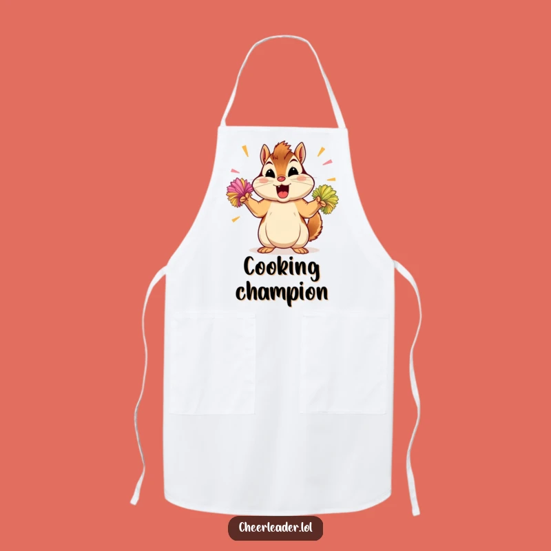 Funny Chipmunk Pom-Pom Apron: Energetic Chef's Kitchen Cheer Gift