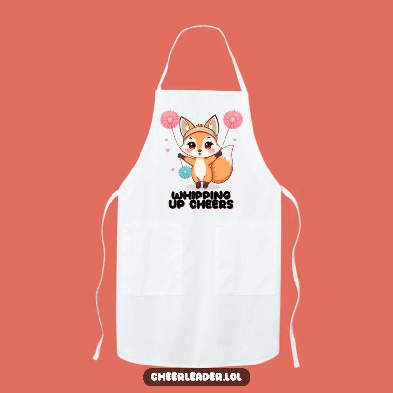 Funny Fox Cheerleader Apron: Cute Enthusiastic Kitchen Gift
