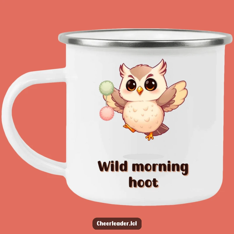Durable Funny Giggling Owl Pom-Pom Jump Camping Mug - Outdoor Humor Gift
