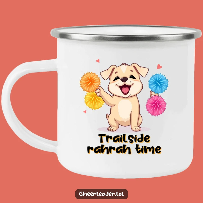 Funny Puppy Camping Mug: Adventure Cheer, Energetic Dog, Perfect Funny Gift