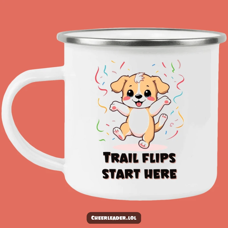 Funny Puppy Cartwheel Camping Mug: Adventure Fuel with Hilarious Vibes!