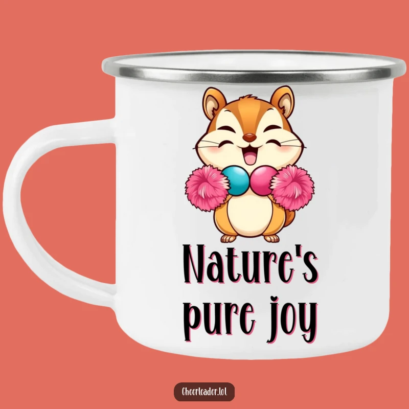 Funny Chipmunk Heart Pom-Pom Camping Mug: Outdoor Cute Drinkware, Perfect Funny Gift