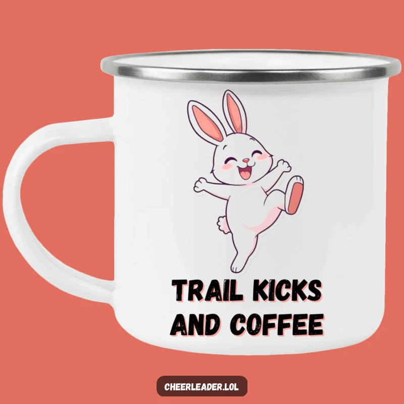 Funny Rabbit High Kick Camping Mug: Cheerful Outdoor Athlete Gift
