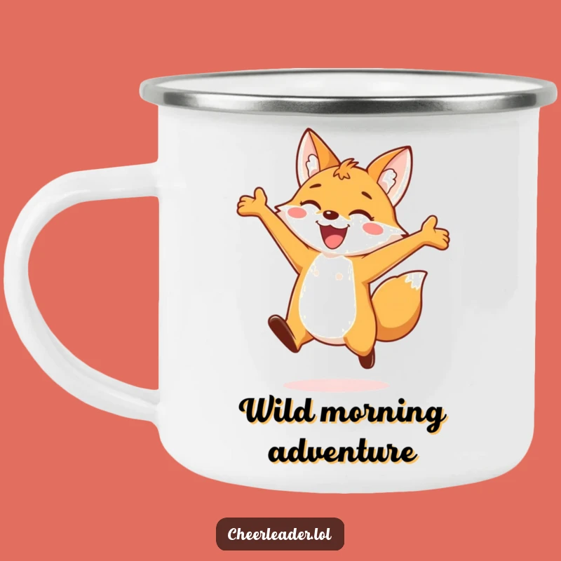 Funny Fox Camping Mug: Outdoor Joy, Cheerful Leaps, Perfect Gift For Adventurers