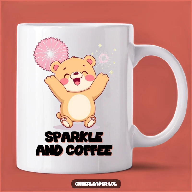 Funny Bear Cub Sparkle Mug: Pom-Pom Toss Fun, Perfect Gift for Joy