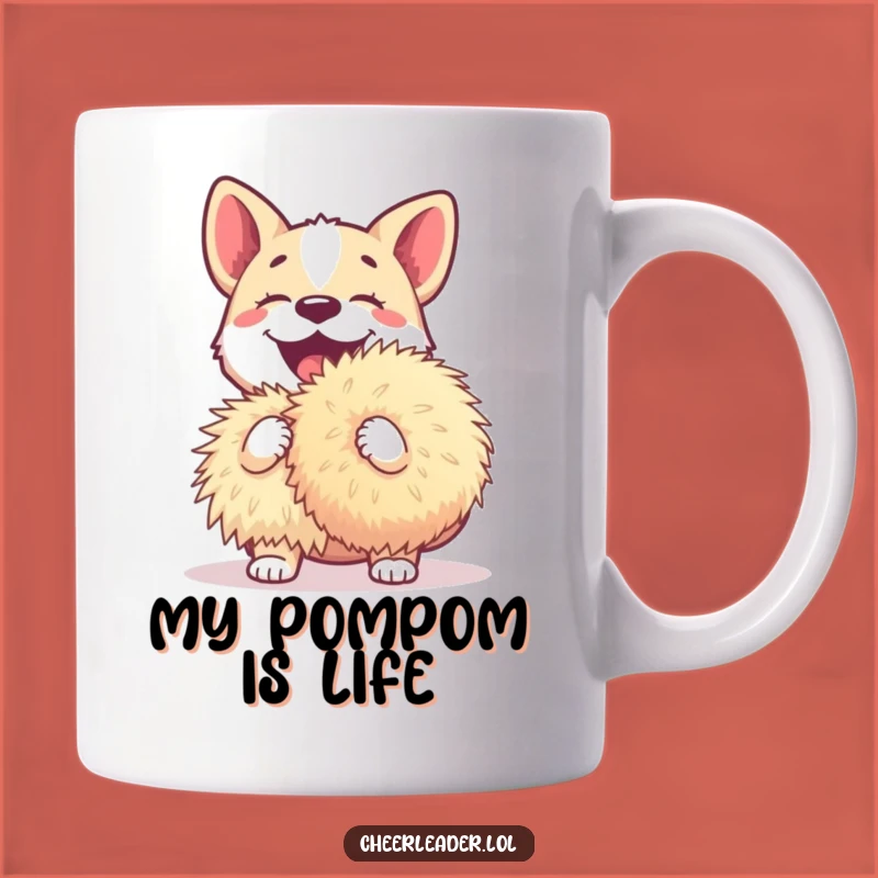 Funny Dog Barking with Giant Pom-Pom Mug - Perfect Cheerful Gift Idea