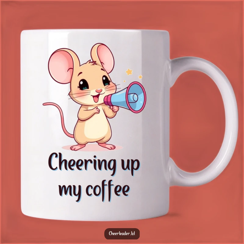 Funny Mouse Cheerleader Mug: Enthusiastic Animal Pose Gift for a Motivational Boost