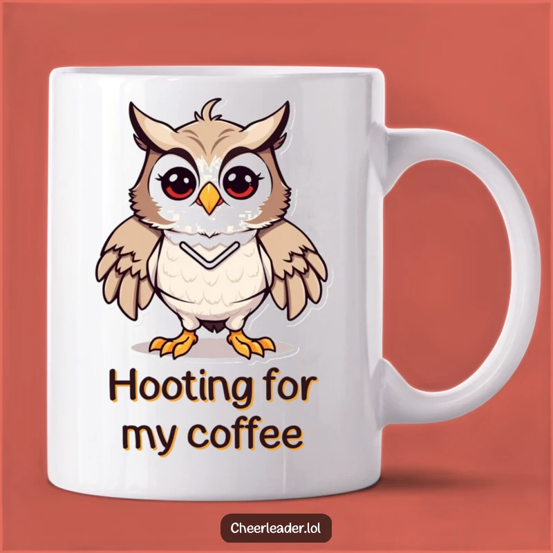 Funny Owl Cheerleader Mug - Proud & Energetic Pose, Perfect Gift for Hooters
