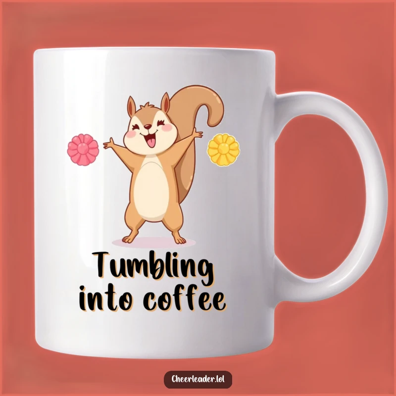 Funny Squirrel Cartwheel Pom-Pom Mug - Hilarious Active Gift