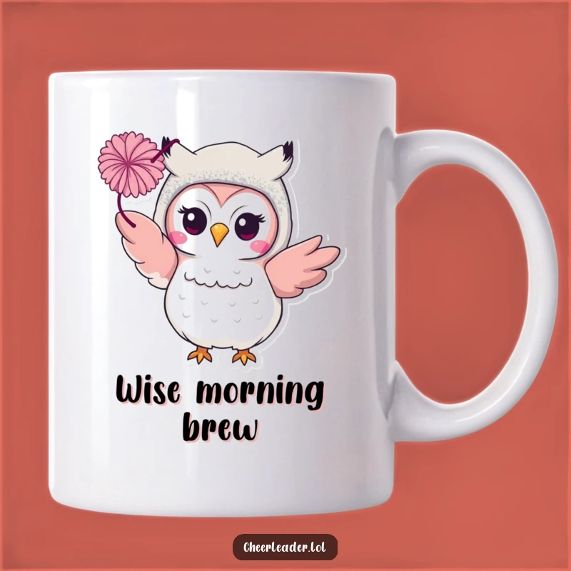 Funny Owl Pom-Pom Mug: Glittery Performer Gift for Owl Lovers