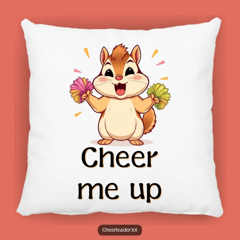 Funny Chipmunk Pom-Pom Pillow: Determined Cheerleader's Cozy Support Gift