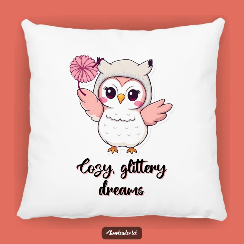 Funny Owl Glitter Pillow: Cozy Performer Comfort Gift
