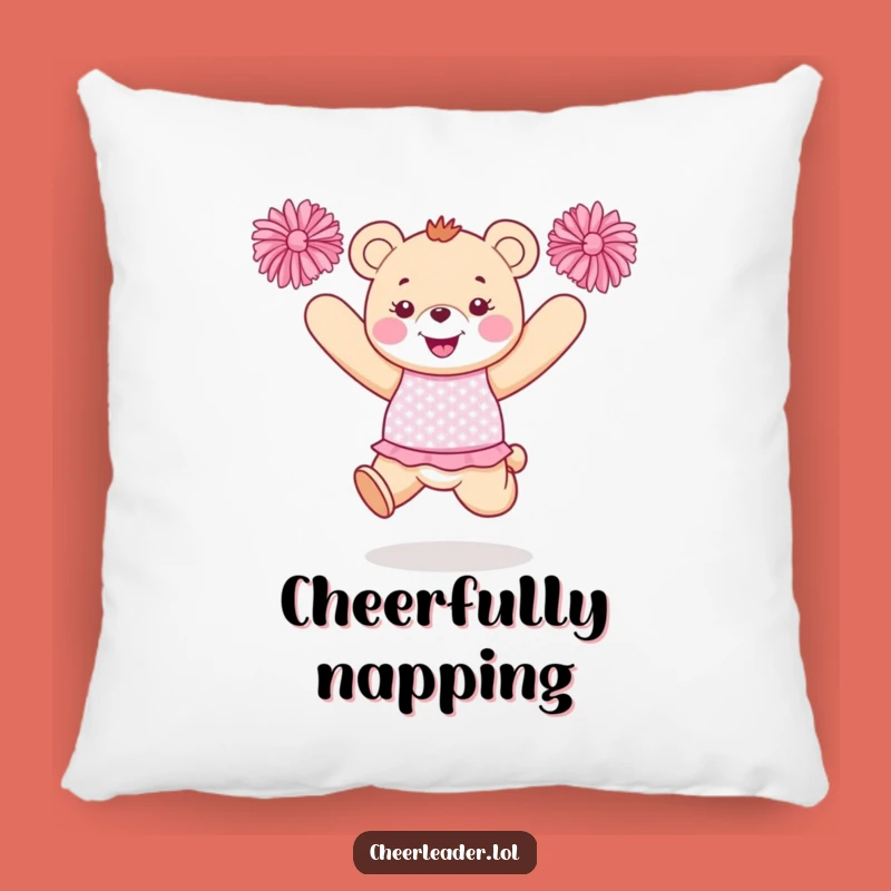 Funny Bear Cheerleader Pillow: Cozy Comfort with a Jumping Bear, Great Funny Gift!