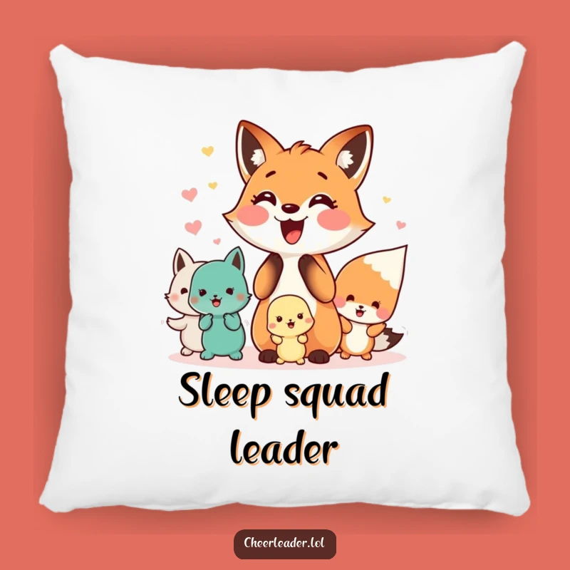 Funny Fox Pillow: Cheerful Squad Comfort, Cozy & Hilarious Accent
