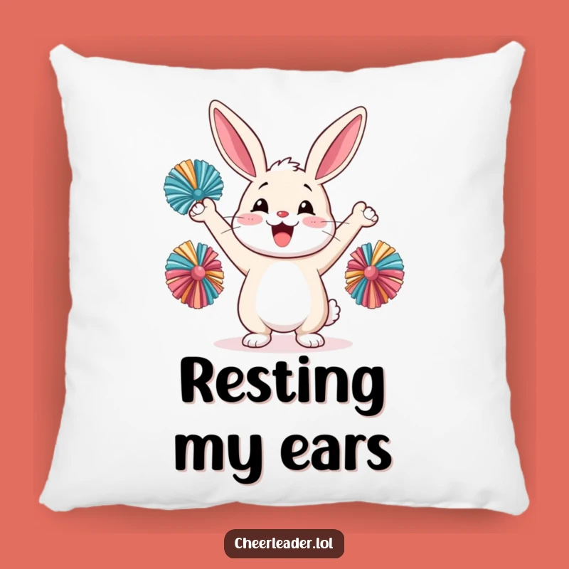 Funny Happy Rabbit Pom-Pom Cheer Pillow - Comfy Hilarious Gift for Loungers!