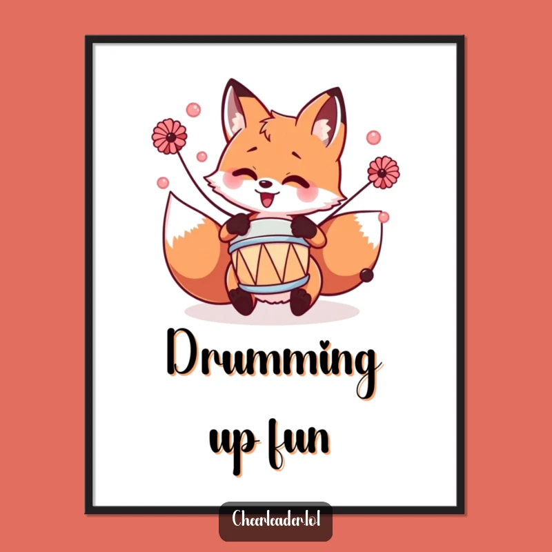Funny Fox Drummer Digital Art: Instant Musical Decor and Hilarious Gift