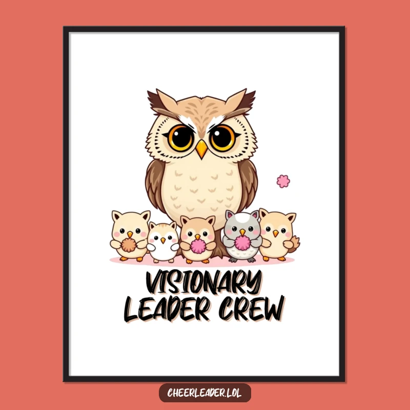 Funny Determined Owl Leader Pom-Pom Digital Art - Instant Hilarious Gift for Decor!