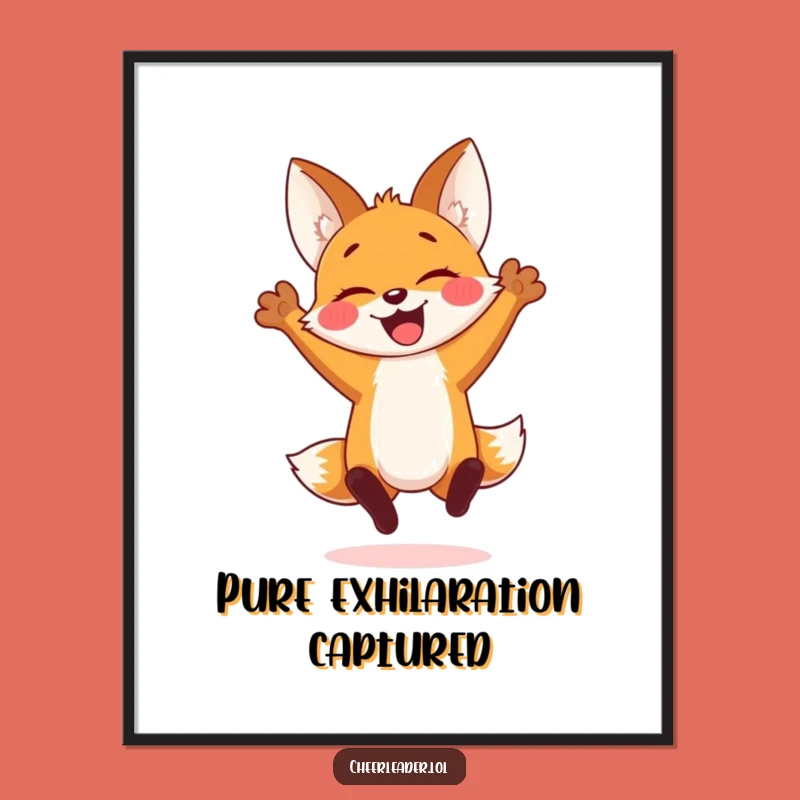 Funny Fox Cub Jump Digital Art: Instant Joyful Decor and Hilarious Gift