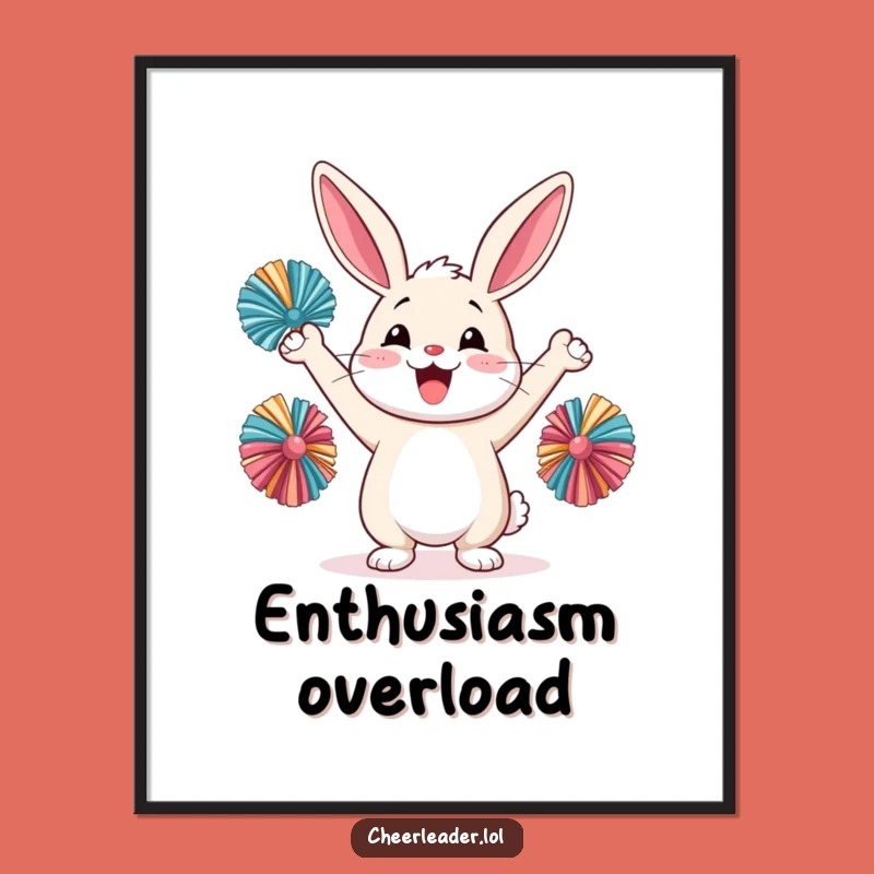 Funny Happy Rabbit Pom-Pom Cheer Digital Art - Instant Hilarious Gift for Art Lovers!
