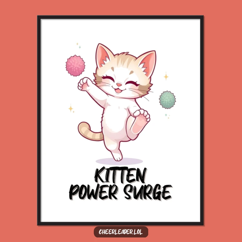 Funny Playful Kitten High Kick Digital Art - Instant Hilarious Gift for Art Lovers!