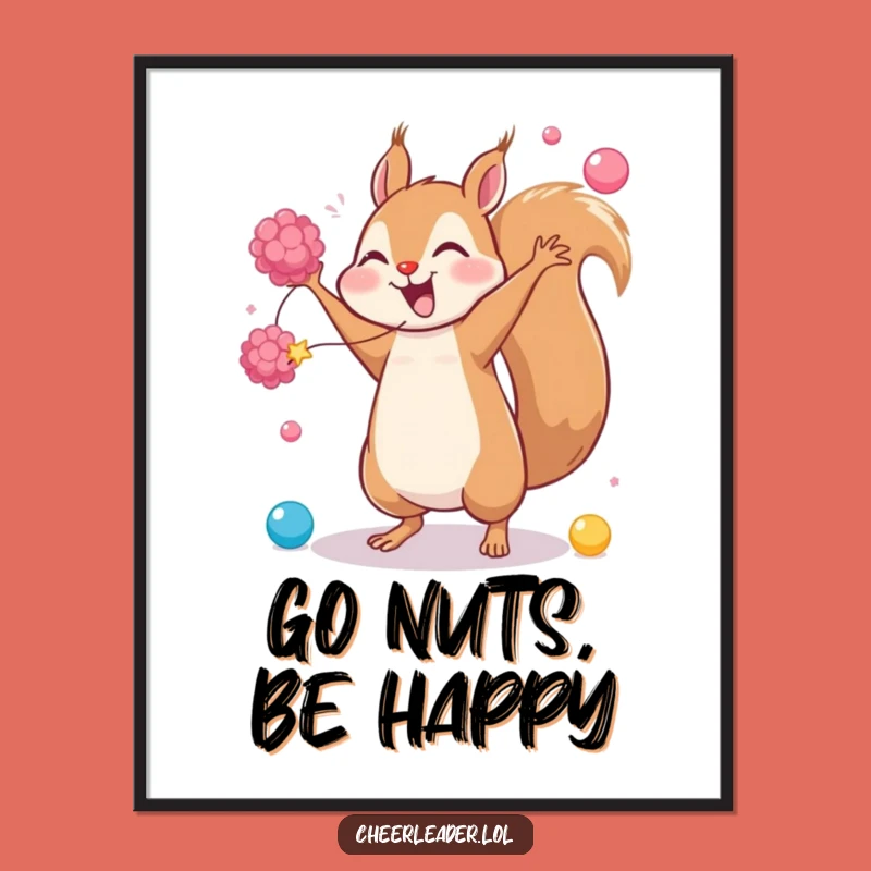 Funny Squirrel Cartwheel Digital Art: Instant Energetic Decor and Hilarious Gift