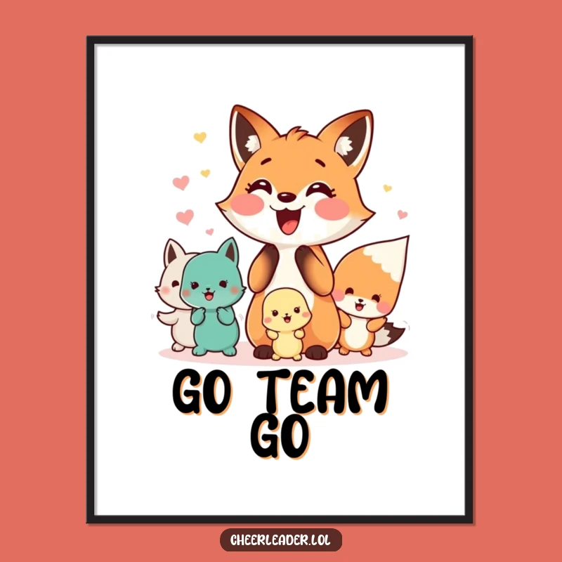 Funny Fox Digital Art: Cheerful Squad Celebration, Instant Hilarious Decor