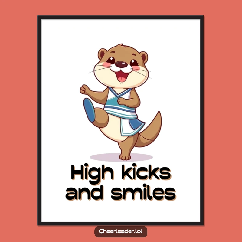 Funny Otter Cheer Digital Art: Instant High Kick - Hilarious Gift!