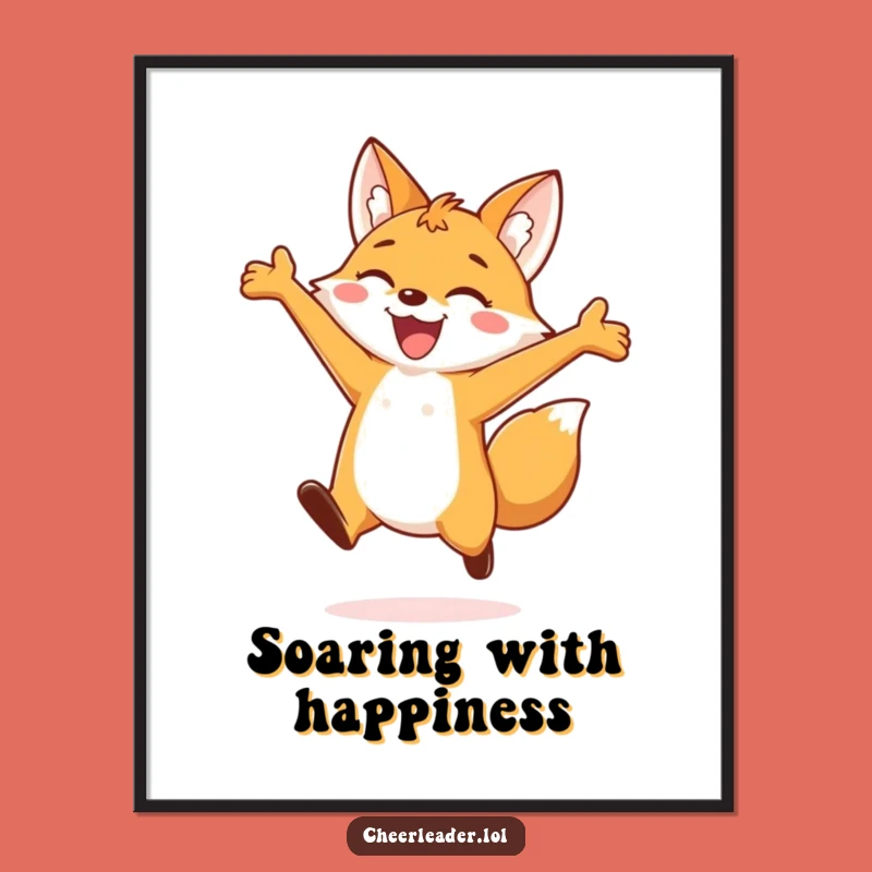 Funny Fox Digital Art: Instant Joyful Leaps, Printable Funny Gift Decor