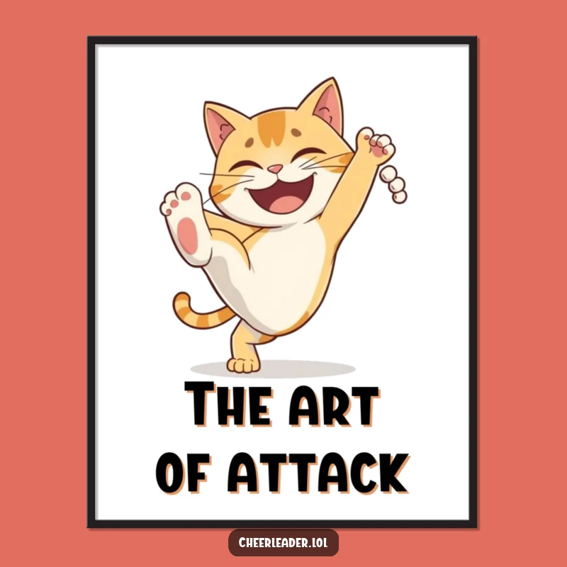 Funny Cat Karate Art Print - Downloadable Determined Decor Gift