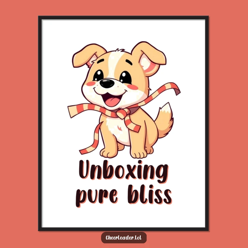 Funny Dog Ribbon Digital Art Print: Instant Celebration Decor for Your Walls