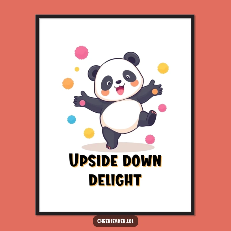 Funny Panda Cartwheel Digital Art: Playful Pom-Pom Download, Gift