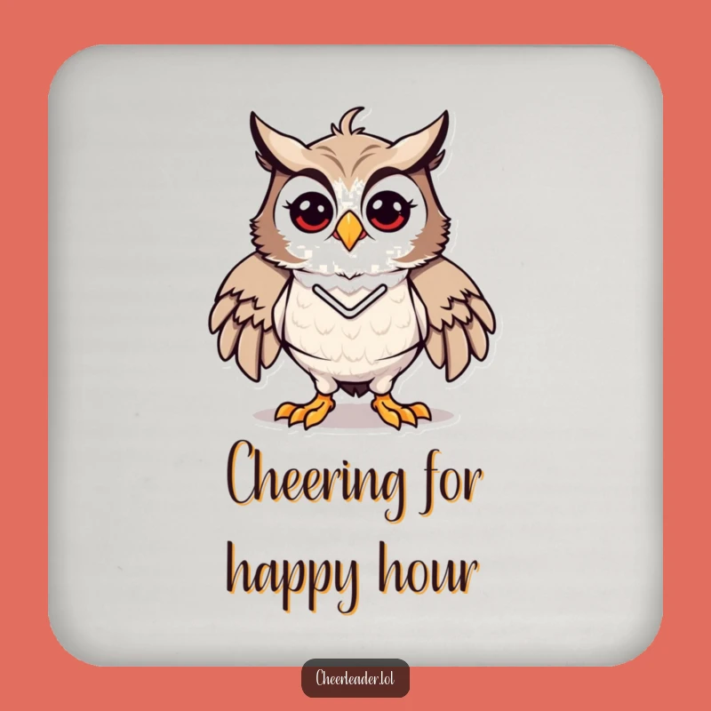 Funny Owl Cheerleader Coaster - Spirited Drink Protector, Small Humor Gift