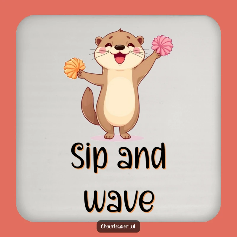 Funny Delighted Otter Pom-Pom Drink Coaster - Hilarious Protective Gift!