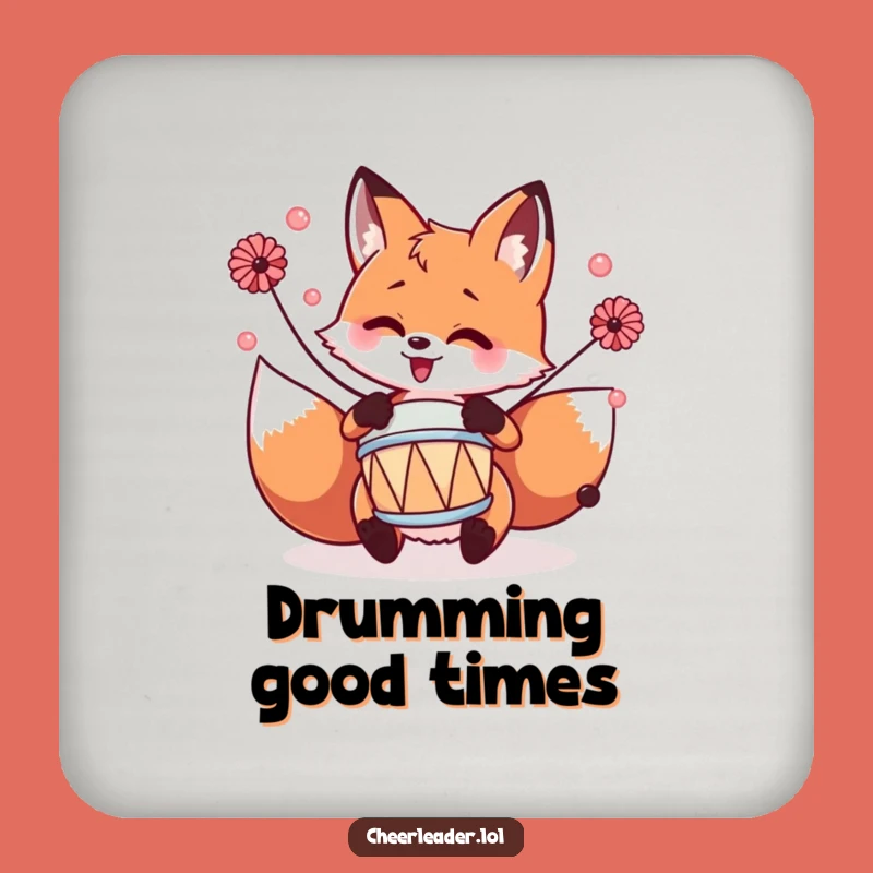 Funny Fox Drummer Coaster Set: Protect Surfaces with Rhythmic Style