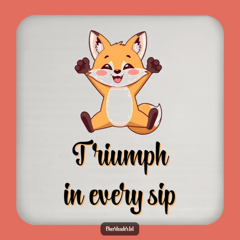 Funny Fox Split Jump Coaster - Triumphant Drink Protector, Small Hilarious Gift