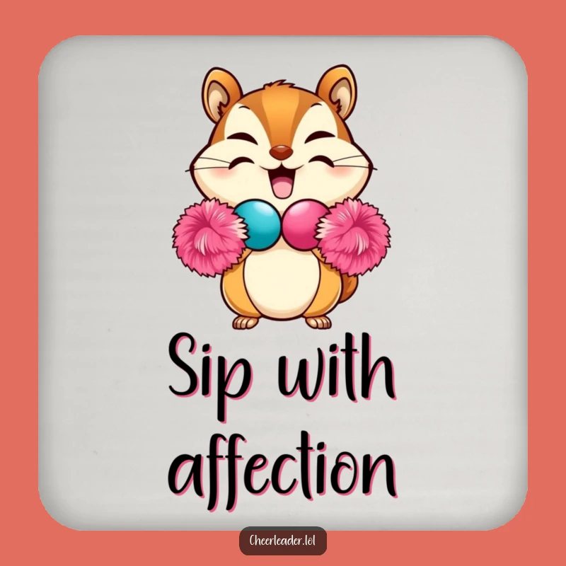 Funny Chipmunk Heart Pom-Pom Coaster: Cute Table Protector, Perfect Funny Gift