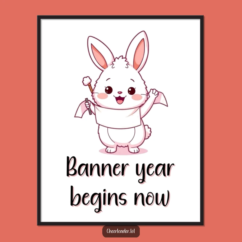 Funny Bunny Waving Banner Poster: Brighten Walls with Hilarious Art and Gifts