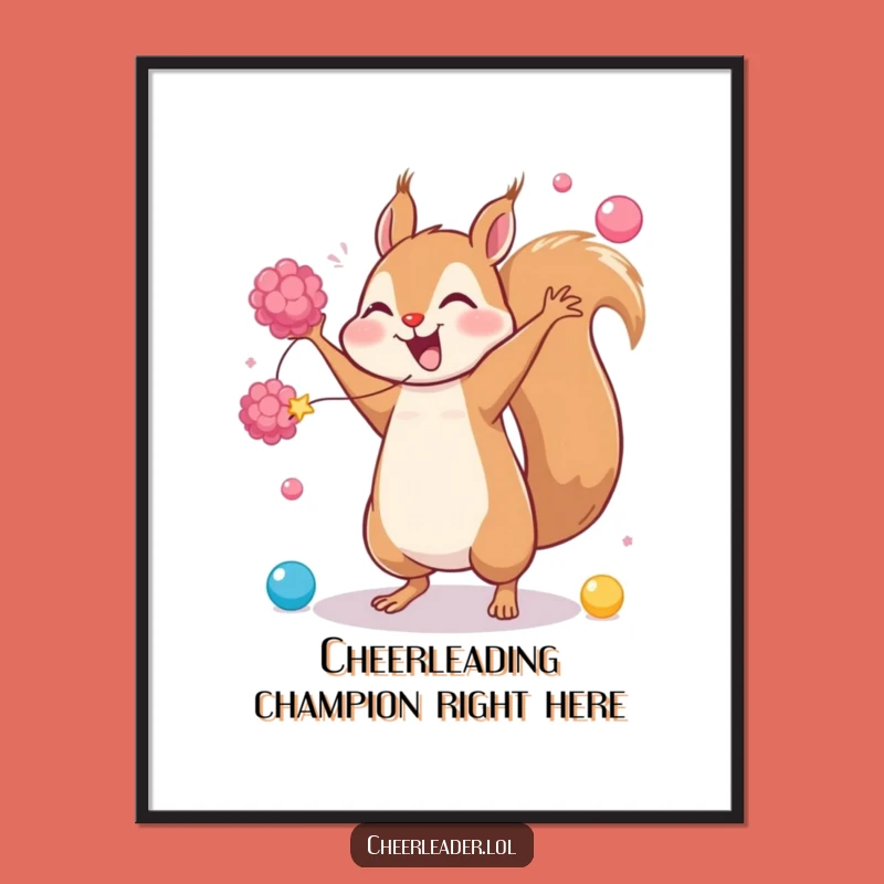 Funny Squirrel Cartwheel Poster: Energetic and Hilarious Wall Art Gift