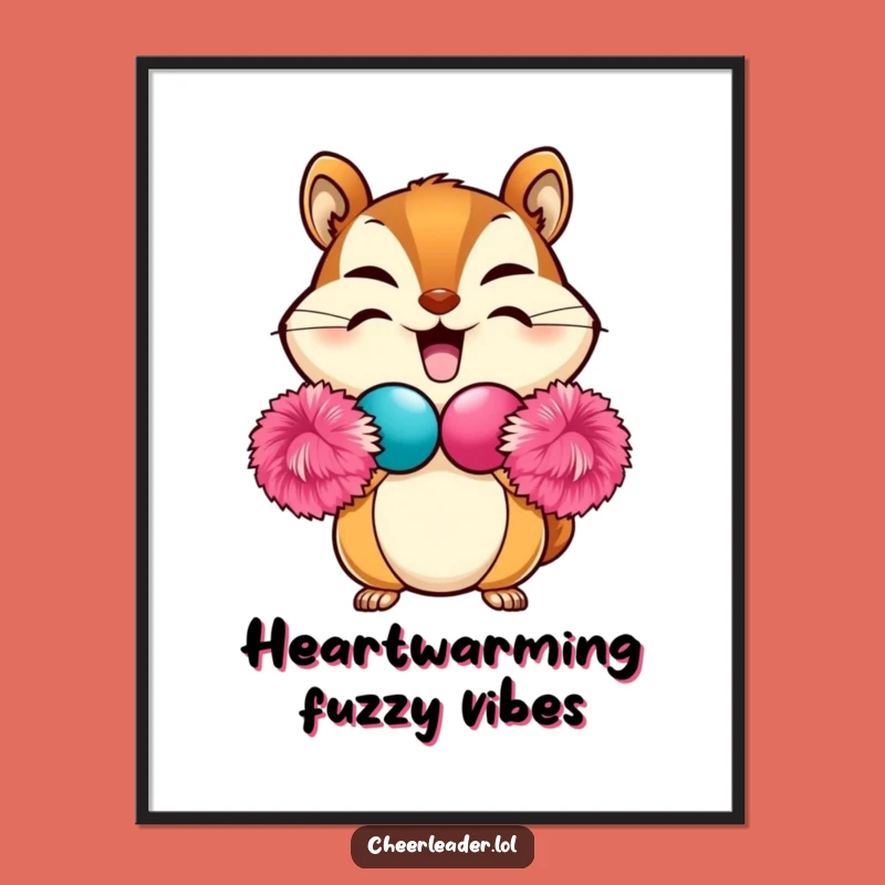Funny Chipmunk Heart Pom-Pom Poster: Adorable Wall Art, Cute Animal Decor Gift