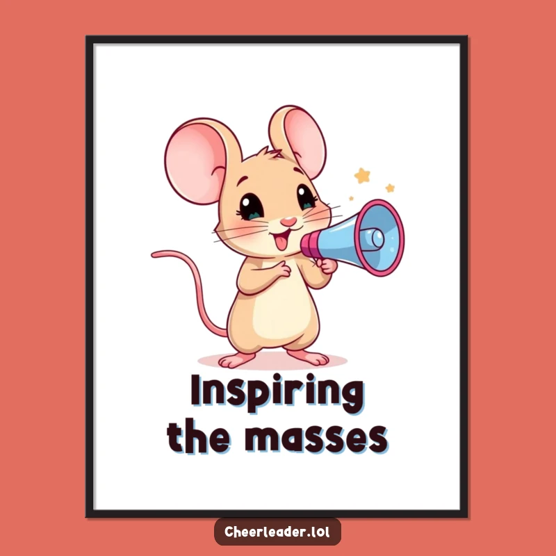Funny Mouse Art Print: Hilarious Cheerleader Mouse for Whimsical Wall Decor Gift