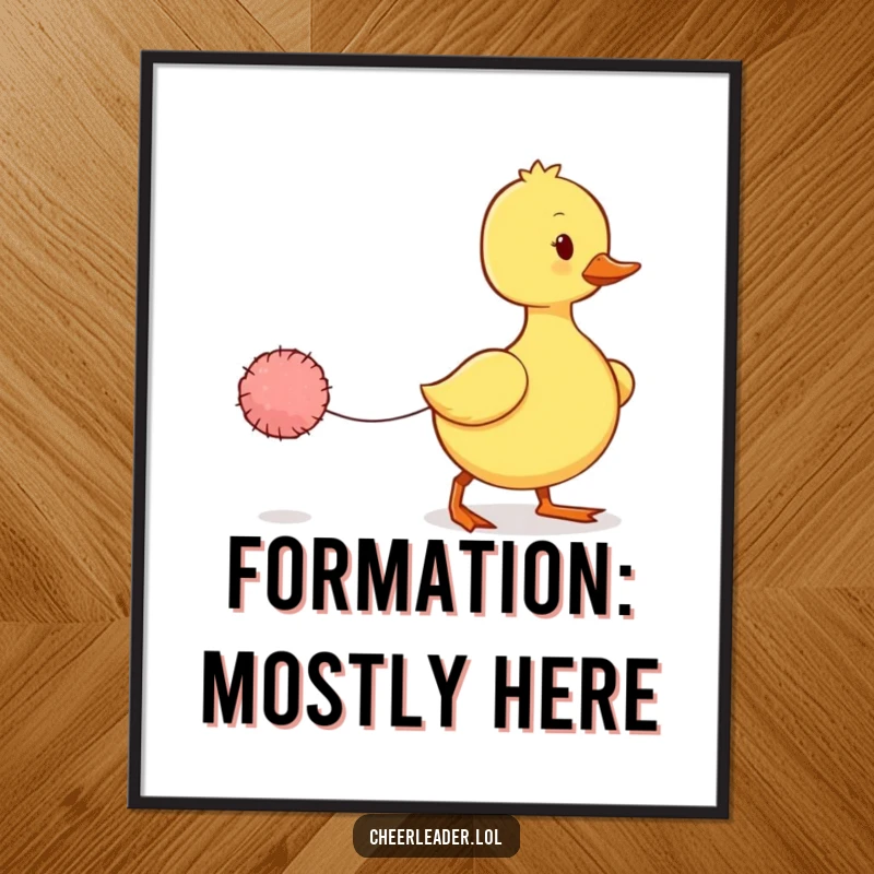 Funny Duckling Poster: A charming poster of a wobbly duckling marching with a tiny pom-pom, radiating adorable determination.