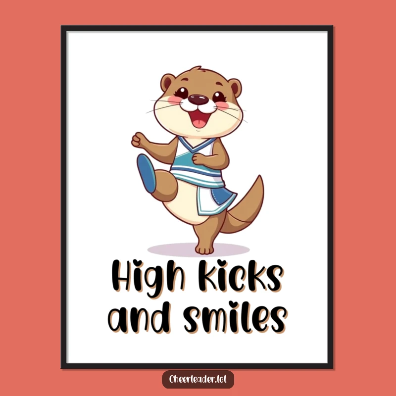 Funny Otter Cheerleader Poster: Wall Art with a Kick - Hilarious Gift!