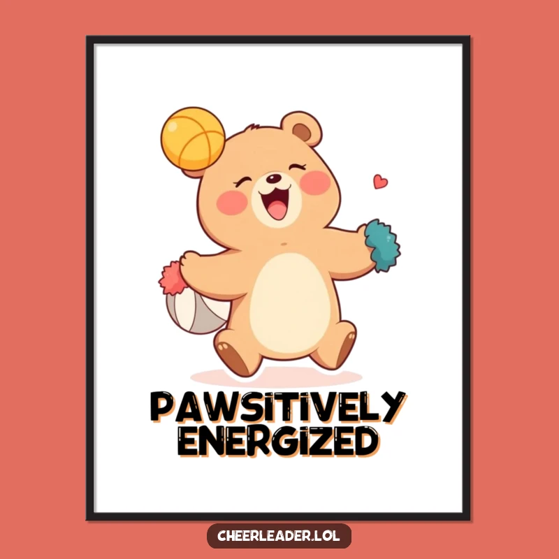 Funny Giggling Bear Pom-Pom Wall Art Poster - Hilarious Decor Gift for Any Room!