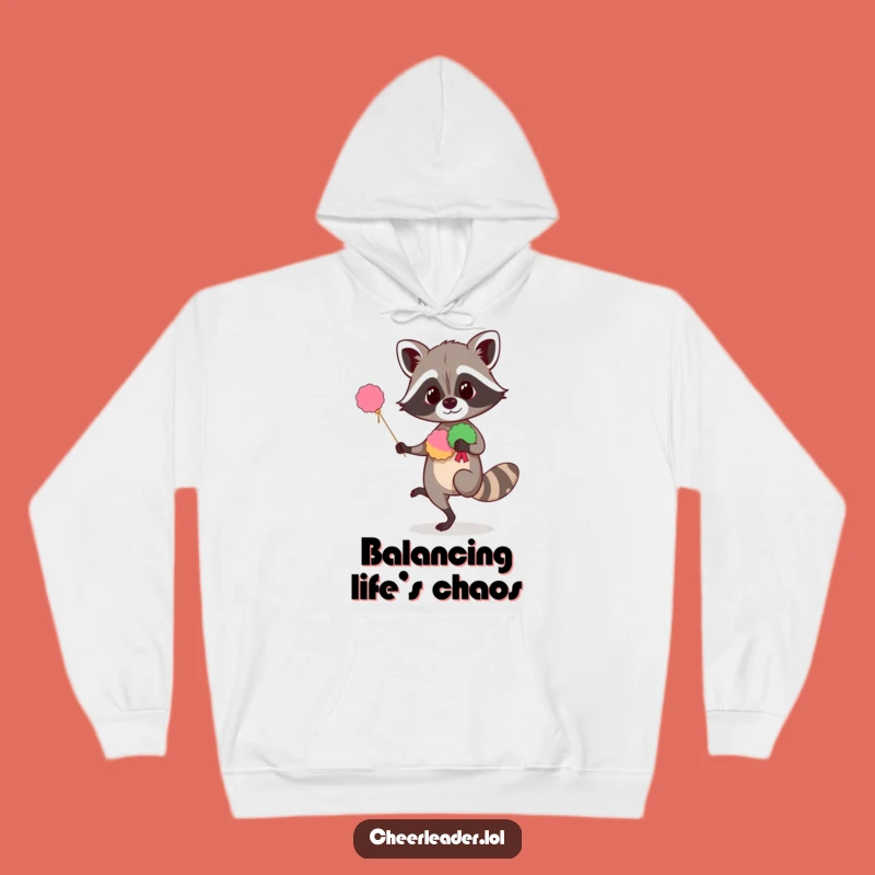 Cozy Funny Raccoon Hoodie: Warm & Hilarious Gift for Cheer Enthusiasts
