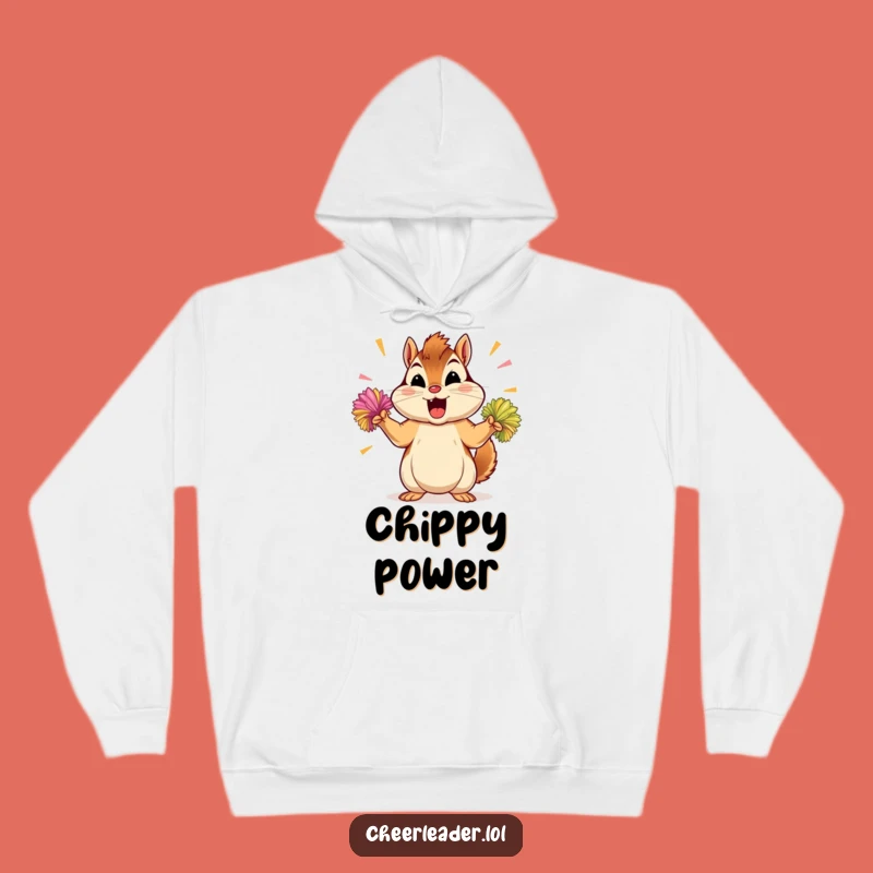 Funny Chipmunk Pom-Pom Hoodie: Determined Cheerleader's Cozy Motivation Gift