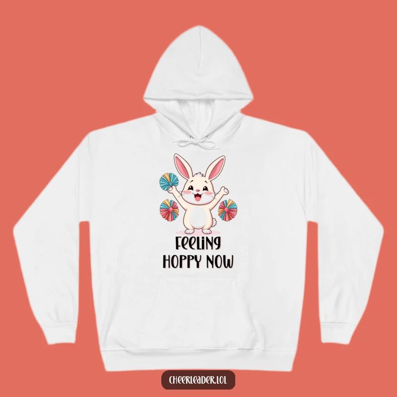 Funny Happy Rabbit Pom-Pom Cheer Hoodie - Cozy Hilarious Gift for Fans!