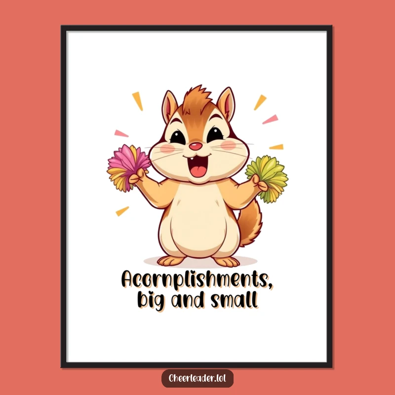 Funny Free Printable Chipmunk Art - Energetic Pom-Pom Downloadable Decor