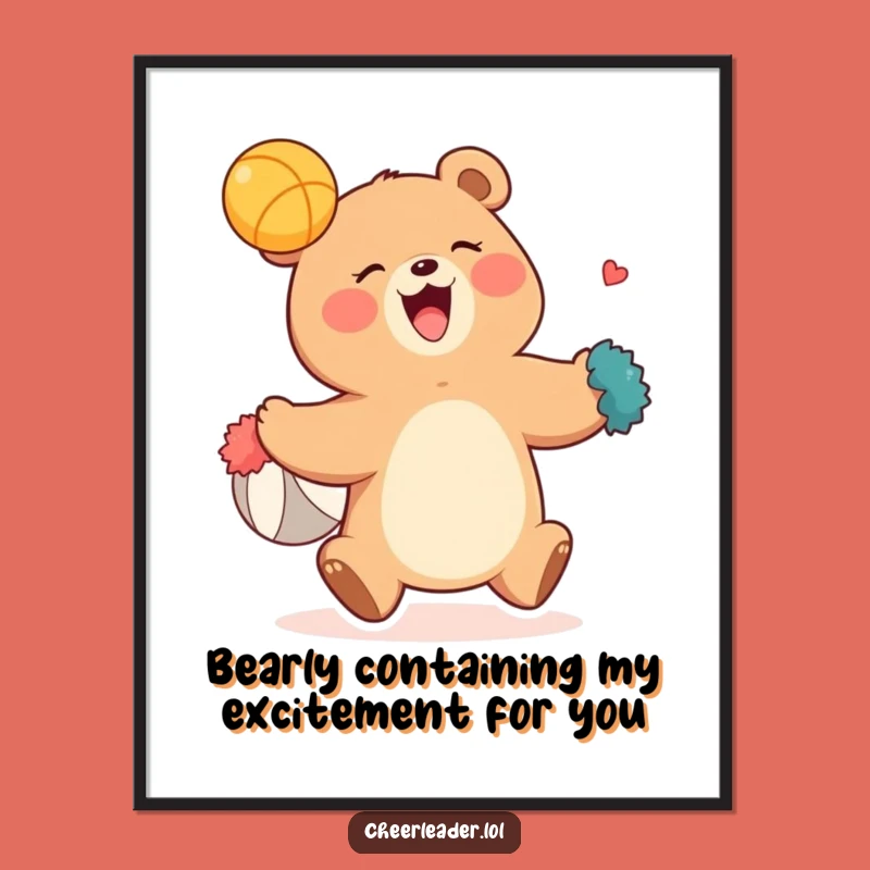 Free Printable Giggling Bear Pom-Pom Wall Art - Hilarious Downloadable Decor