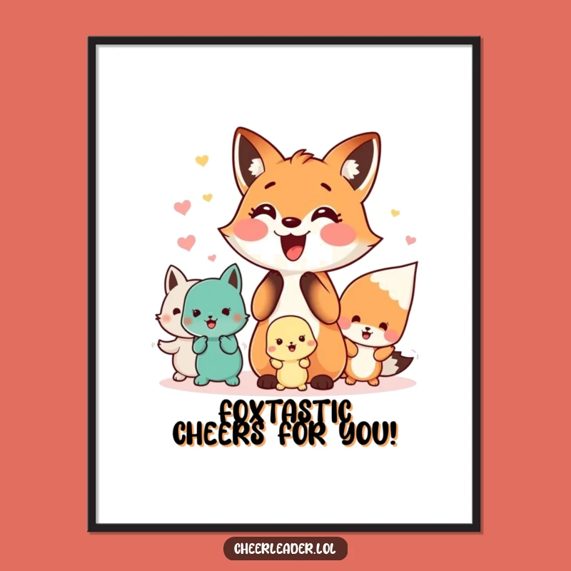 Free Printable Wall Art: Happy Fox Leading Animal Squad Funny Downloadable Art