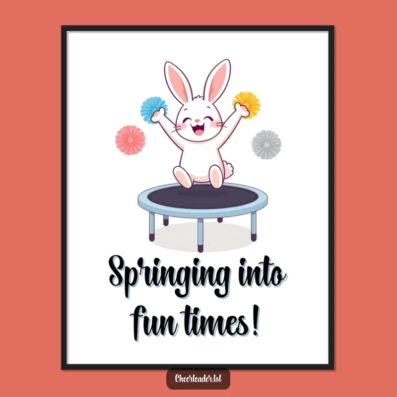Free Printable Bunny Trampoline Art: Hilarious Bouncing Rabbit, Fun Downloadable Wall Decor